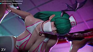 gostosa succubus morrigan spreads legs wide for intense street fight fucking session