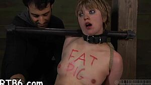 she's bound in latex taking rough cock pounding from her man.