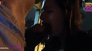 wife bruna santiny 18+ fights hubby then sucks stranger's big cock in public square