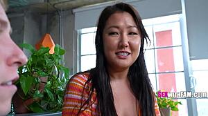 asian stepmom parker sims and jade luv bored together craving taboo fun