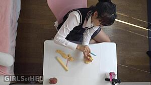 naughty asian teen secretly vibes her tight pussy craving real dick