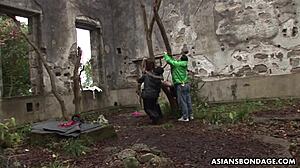 lusty sayo hayakawa bound outdoor fingered then toy stuffed in hairy pussy