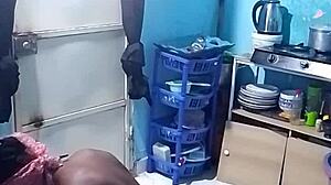 WOW BENT OVER EBONY WITH BIG PUSSY LIPS GETS DOGGYSTYLE IN KITCHEN PT1!