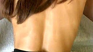 Big tit brunette gulps cum after sloppy deep blowjob!