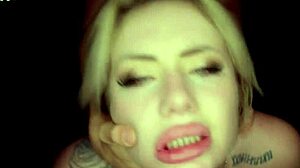 blonde slut gags on my huge cock deepthroat choking till squirting orgasm