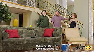 Ex-Military Cuckold Watches Flexible Russian Teen Surrender Pussy