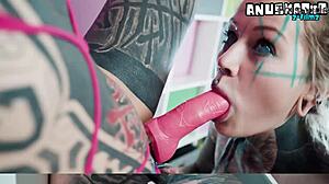 whip that goth lesbian strap-on fuckin skinny pierced nipples squirting orgasm!