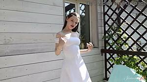 dakota doll teases shaved pussy then fingers to hard solo finish