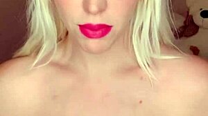 Oiling my huge ass in pink lingerie then playing naked with wet pussy blondie fesser