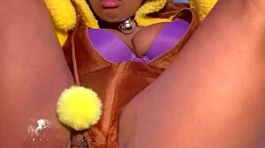 Lopunny cosplay pussy squirts wet after horny missionary fuck