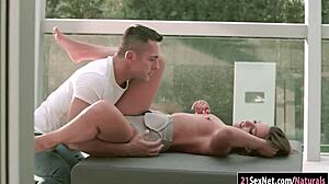 Young brunette Amirah Adara's ass wrecked by monster cock outdoors