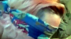 Masked bbw milf gets blindfolded and face fucked hard by monster bbc gagging