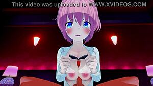 Sayori's thighs squeeze tight around cock for titty fuck finish.