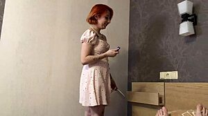 Redhead college teen rides cock wildly in pov quickie