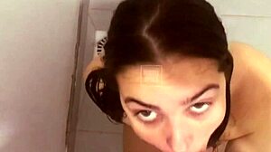 Beautiful Brazilian Princess Sucks Soft Hot Cock in Bath