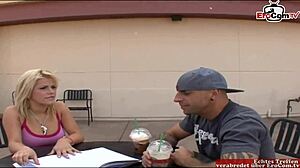 skinny teen blonde picked up street cum facial blast