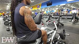 athletic dreadlocked bodybuilder crushes fullbody tattooed workout routine hard