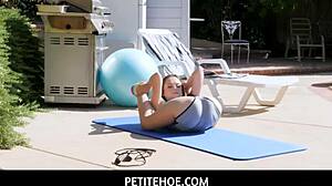 Can Petite 18+ Pornstar Lily Glee Deepthroat Fitness Instructor's Huge Monster Cock Before Pussy Pounding?