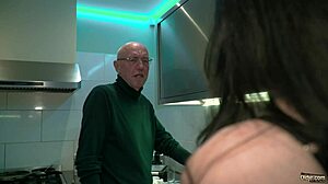 young wife sucks deepthroats old cock licks balls swallows hot jizz load