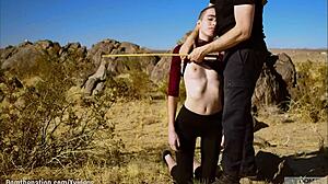 brooke johnson bound masochist craves brutal caning piss drink and facesit rimjob on desert rocks