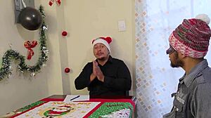 Christmas FFM Threesome Fulfills Wish with Two Beautiful Big Tit Women