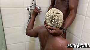 black stud bends iman spicy over in hot bath for hardcore doggystyle pussy slamming