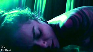 arachne dominates her slave's cock with feet while he gags on her toes and moans in barefoot torment