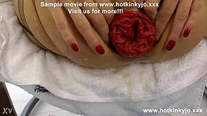 hotkinkyjo's huge tits bounce during extreme anal fisting prolapse with dildo screwdriver