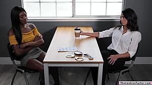 Ebony Milf Facesits Busty Brunette for Intense Pussy Licking and Tribbing Action