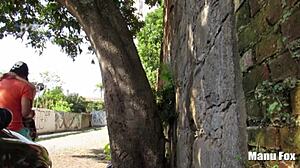 damn check out these huge tits bouncing while she sucks cock outdoors till massive cumshot