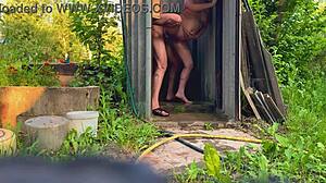 Blonde pregnant babe takes bareback creampie from stranger during public outdoor sex