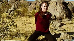 brooke johnson bound masochist craves brutal caning piss drink and facesit rimjob on desert rocks