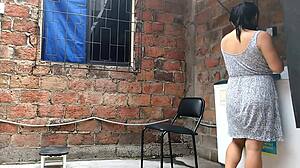 i secretly record my curvy latina neighbor fingering her huge tits juicy pussy until she catches me shaking ass