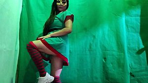 Christmas Latina Slave Flashes Dirty Vagina Begging Huge Cock Insertion