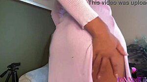 Jenna Foxx rams huge dildo into big pussy lips and clit for massive orgasm