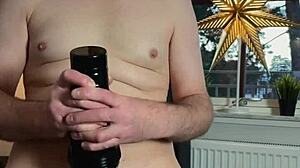 stroking fleshlight hard until massive cum explosion hits