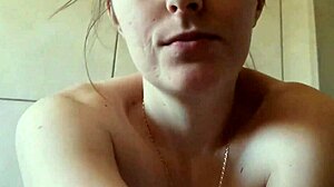 cute skinny neighbor smokes solo in homemade bathroom fetish clip