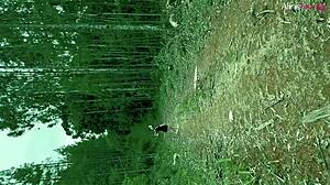 gostosa loira aline novak gets lost in woods on halloween way to party and throws her own with lenhador's creamy milk all over her huge tits and ass 🔥🍑💦