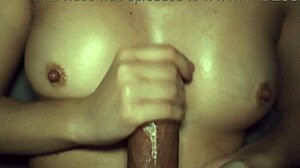 my tits get handjob treatment and hot cum shower