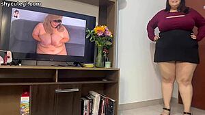 bbw milf isabelle myers grips and teases stepson's thick cock