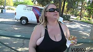 fat blonde milf enjoys big cock fucking her mature pussy hard