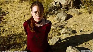 brooke johnson bound masochist craves brutal caning piss drink and facesit rimjob on desert rocks