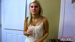 omg these horny blonde coeds bailey and olyssia share my cock deepthroating then get their shaved pussies pounded hard