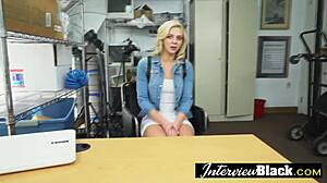 Slutty Petite Blonde Teen Fucked Hard by BBC Boss with Small Tits