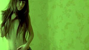 hot girlfriend strips out of tight jeans teasing her curves before begging for rough sex