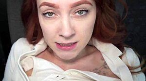 female fake taxi... sexy redhead athlete bends over for big cock doggystyle cumshot in uniform