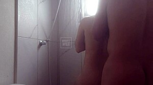 muscular tattooed blonde girlfriend gets fucked hard in the shower by hubby