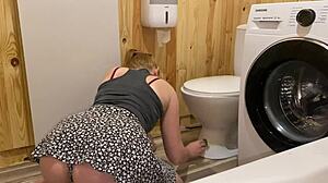 Watch This Cute Big Ass Girl Get Fucked Hard Doggy in the Toilet by Monster Cock!