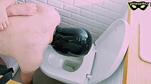 Slave Is Fucked Hard And Fisted Anally By Mistress While Head In Toilet