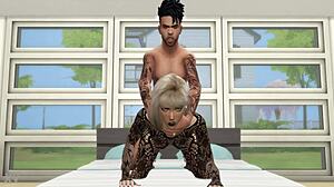 Sexy young couple in lingerie plays rough doggystyle game bent over hardcore